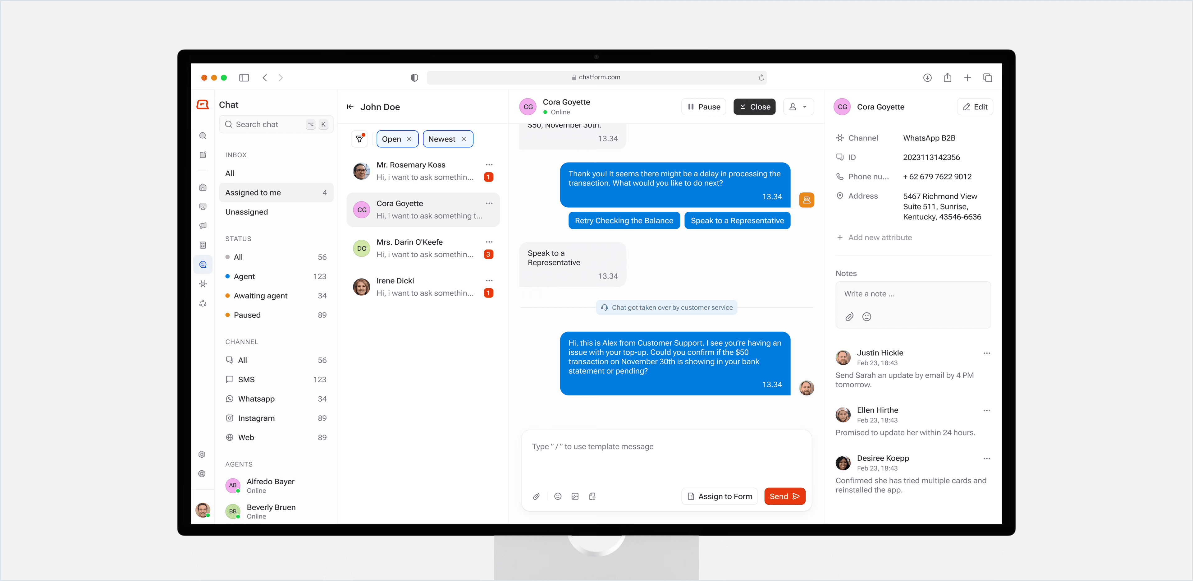 Chatform dashboard interface